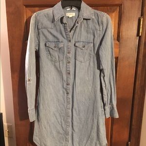Button up denim dress